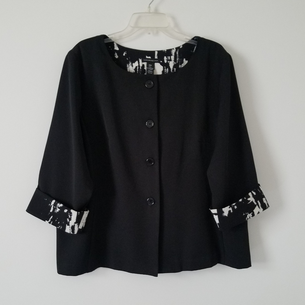 Black Cuffed Sleeve Blazer Jacket Size 18W